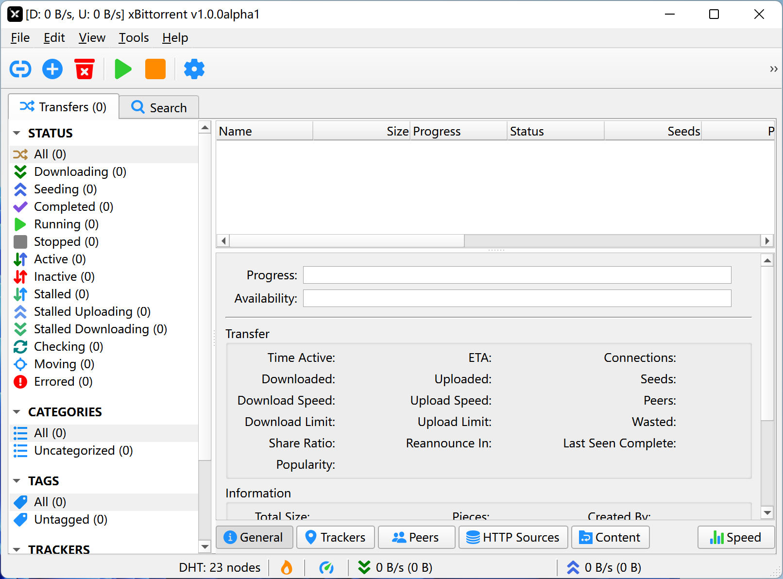 XBittorrent Software Interface Screenshot
